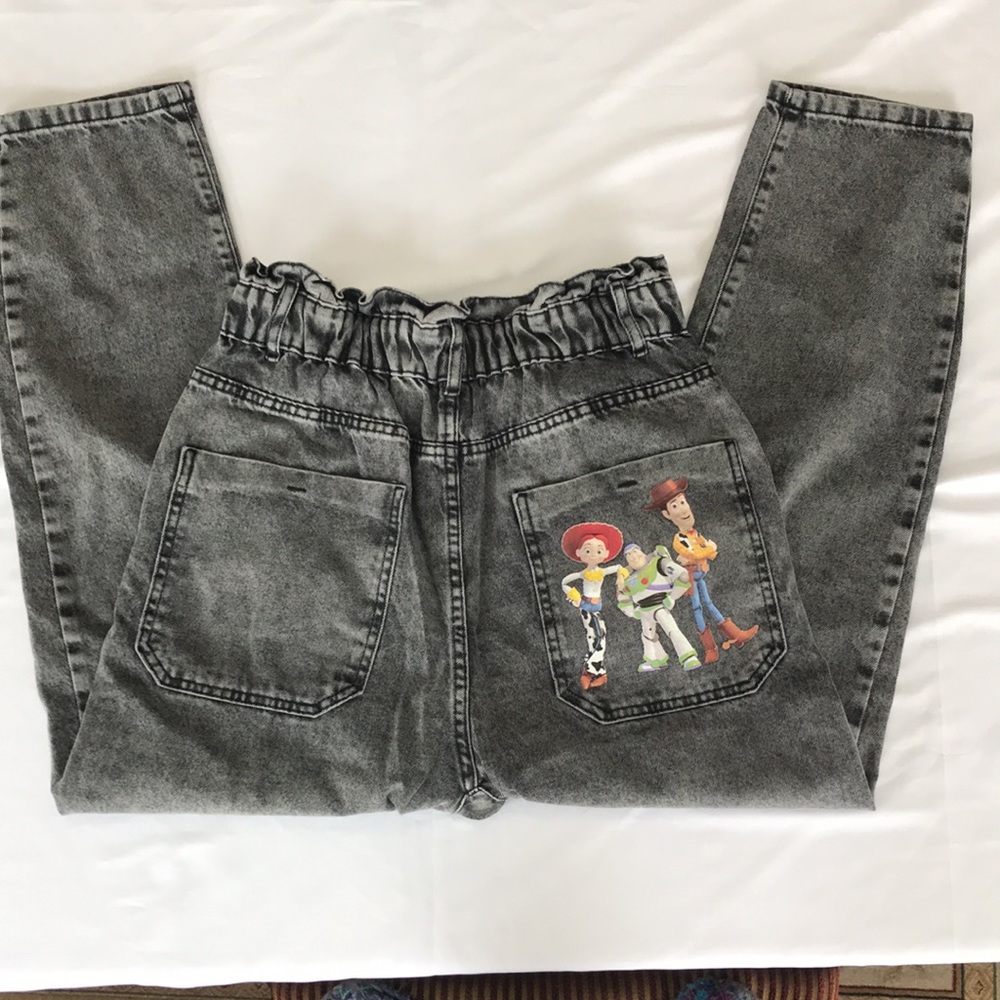 Zara X Disney Toy Story Paper Bag Jeans Grey Denim NWT - Picture 5 of 12